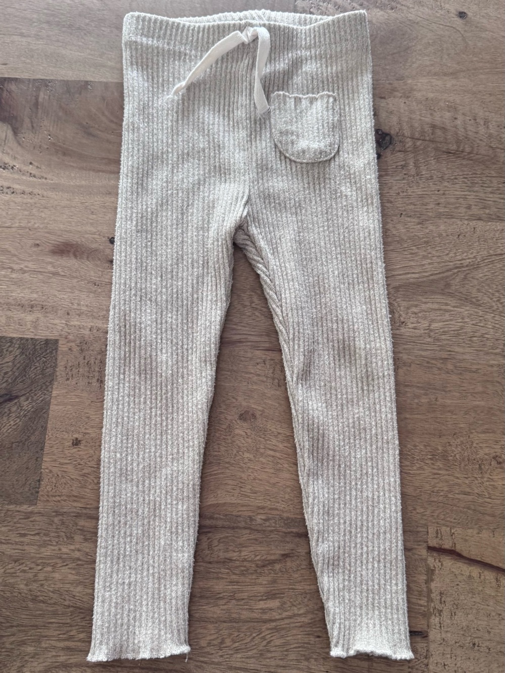 Zara unisex Kids Ribbed neutral Cream Knit Leggings sz 18-24 months